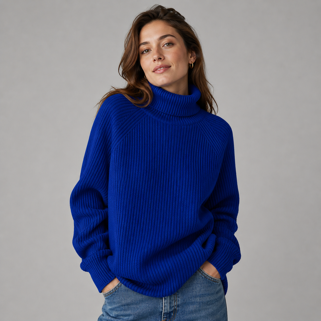 Elinor™ | Ribbed Cashmere Blend Turtleneck Sweater with Raglan Sleeves