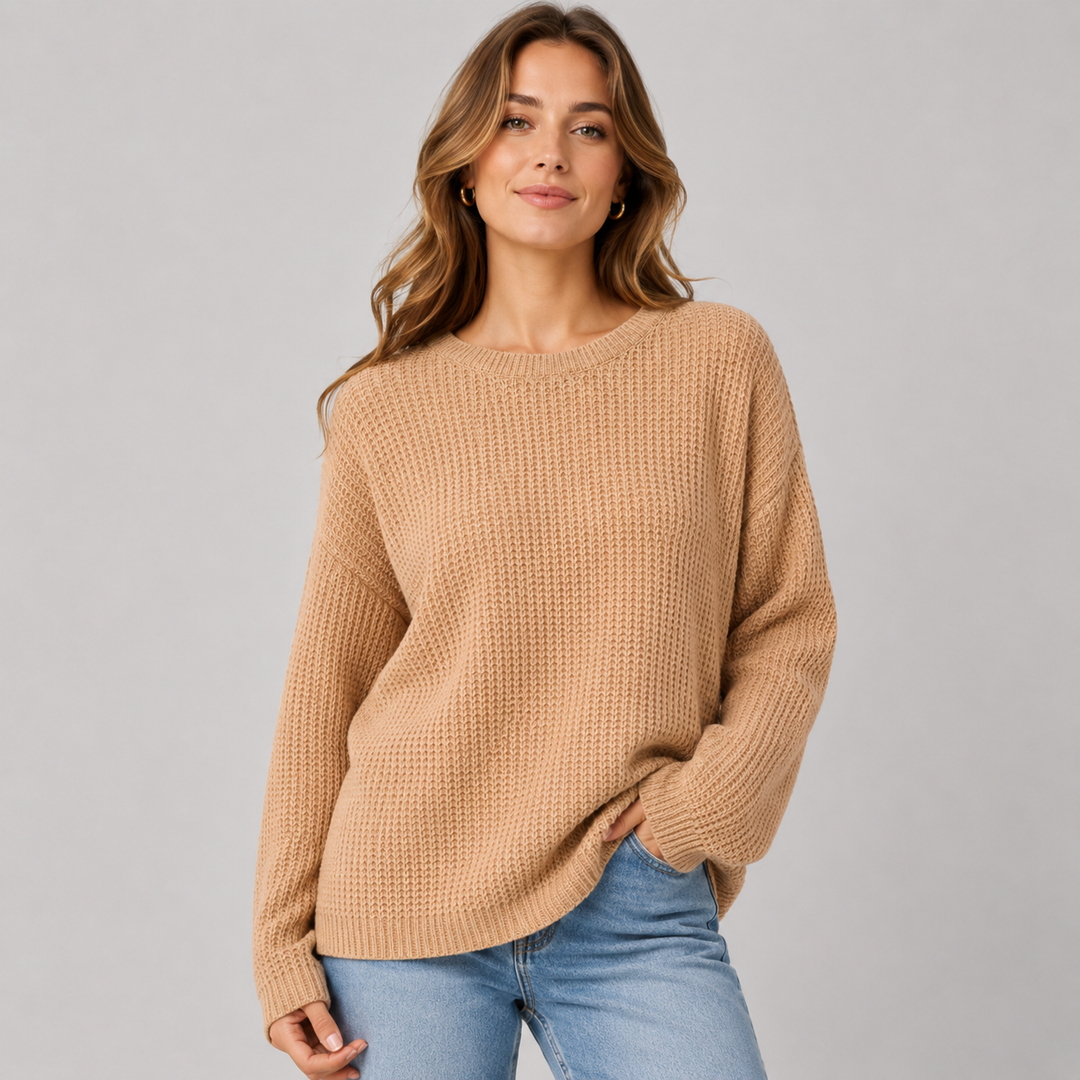 Thessaly™ | Oversized Cashmere Blend Textured Knit Sweater