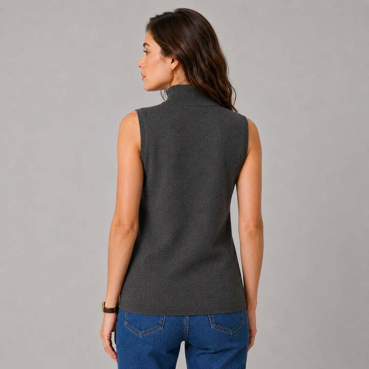 Wrenna™ | Cashmere Blend Sleeveless Turtleneck Knit Top