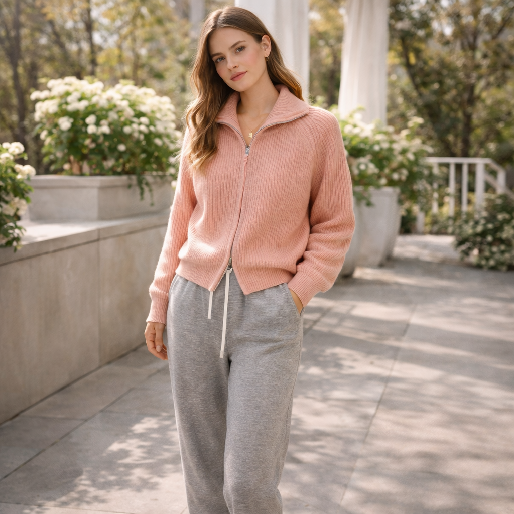 Merewen™ | Full-Zip Knit Sweater with Relaxed Fit