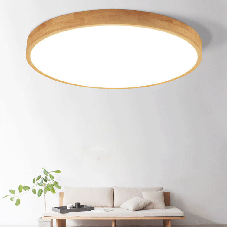 LED Ultra-Thin Solid Wood Round Flush Mount Ceiling Light — view 5