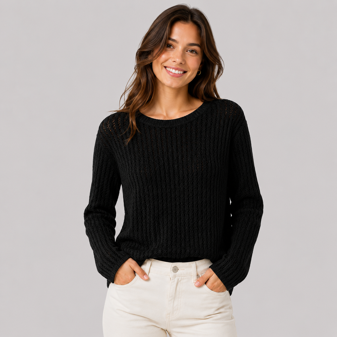 Verity™ | Cashmere Blend Open Knit Sweater with Relaxed Fit