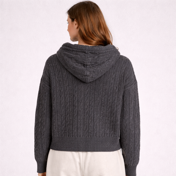 Katriane™ | Oversized Hooded Knit Sweater with Ribbed Trims