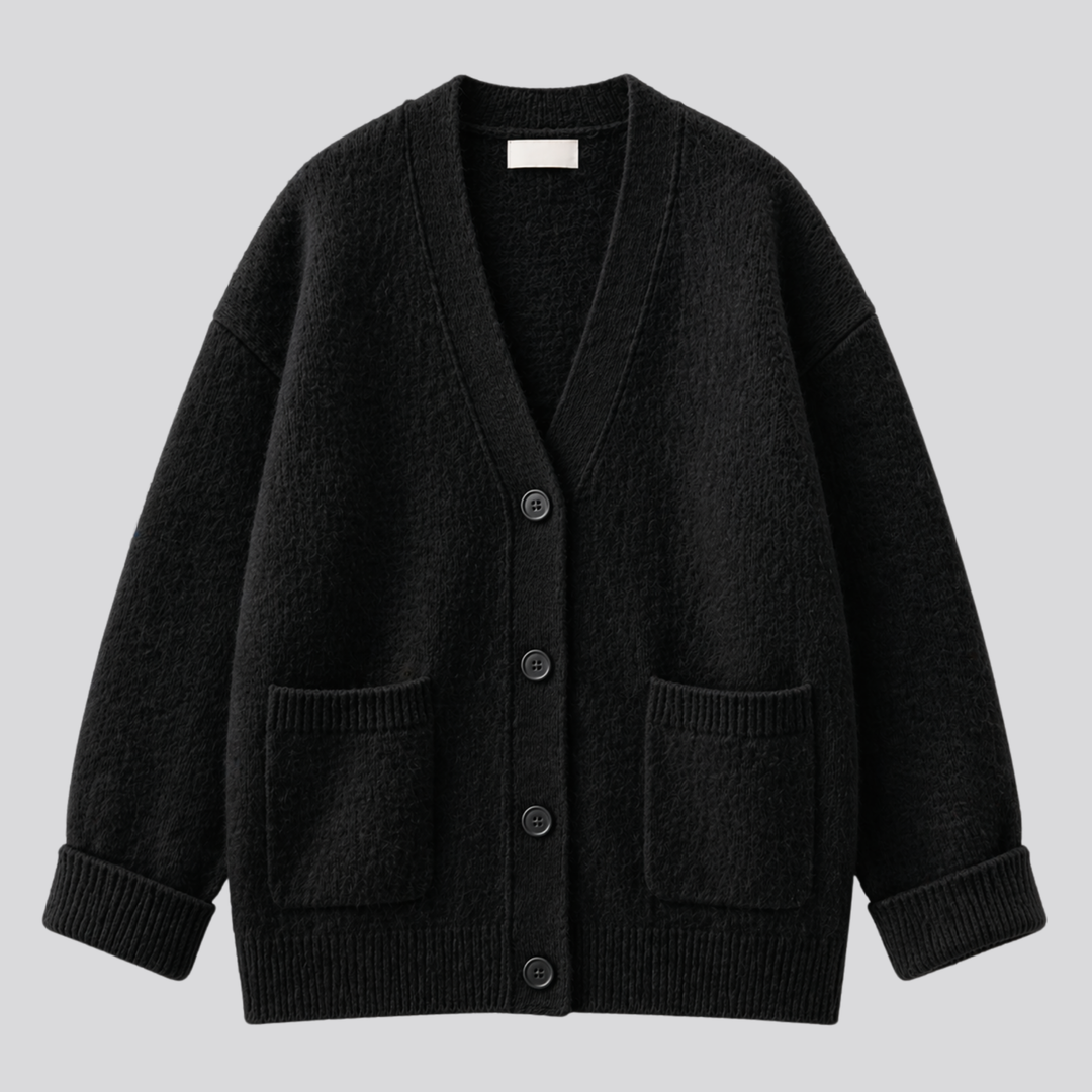 Fenella™ | Relaxed Merino Wool Cardigan with Dropped Shoulders