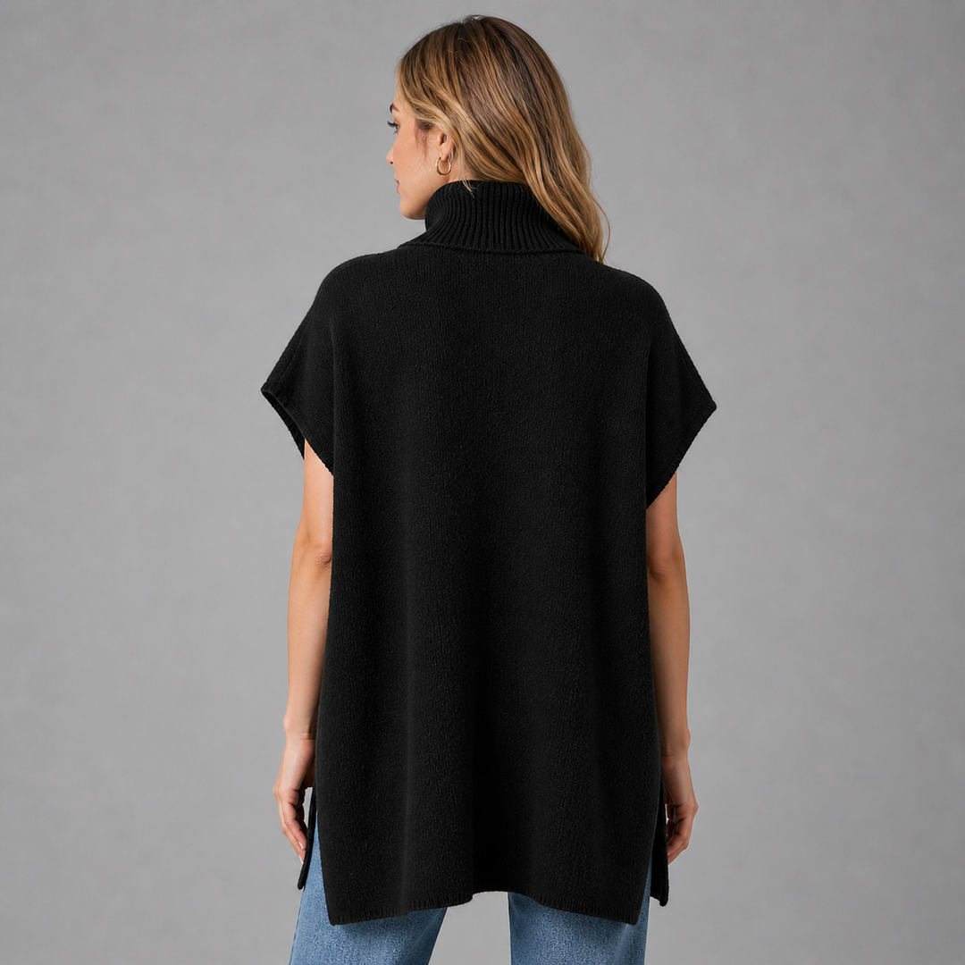 Zephira™ | Cashmere Blend Turtleneck Knit Poncho