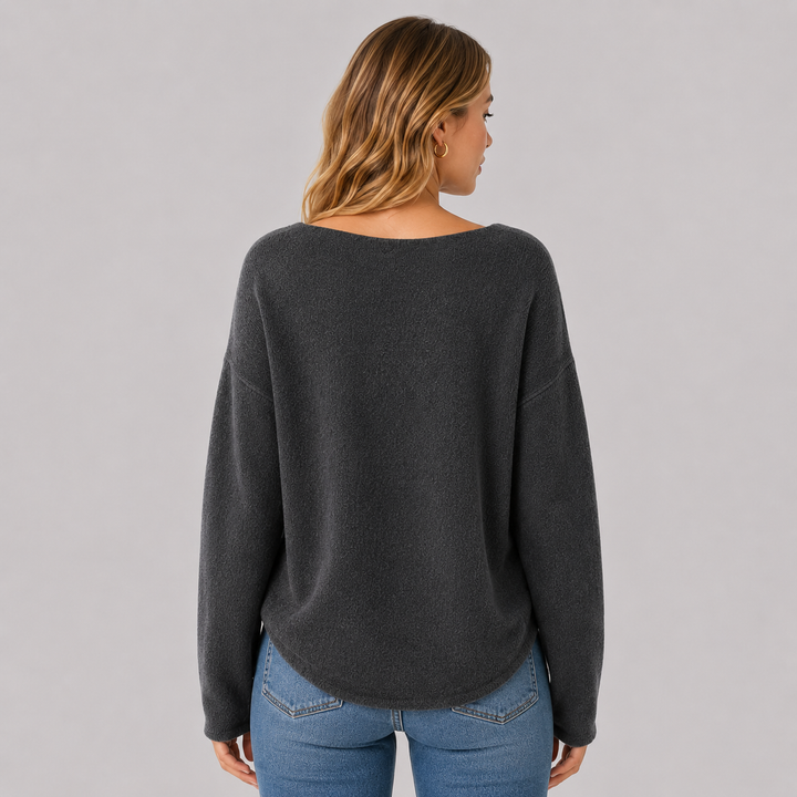 Quintessa™ | Oversized Cashmere Blend Sweater with Wide Neckline