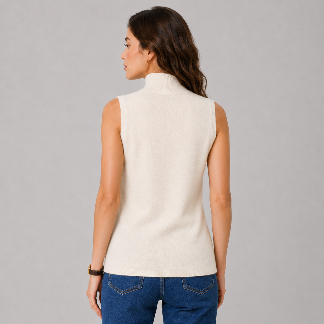 Wrenna™ | Cashmere Blend Sleeveless Turtleneck Knit Top