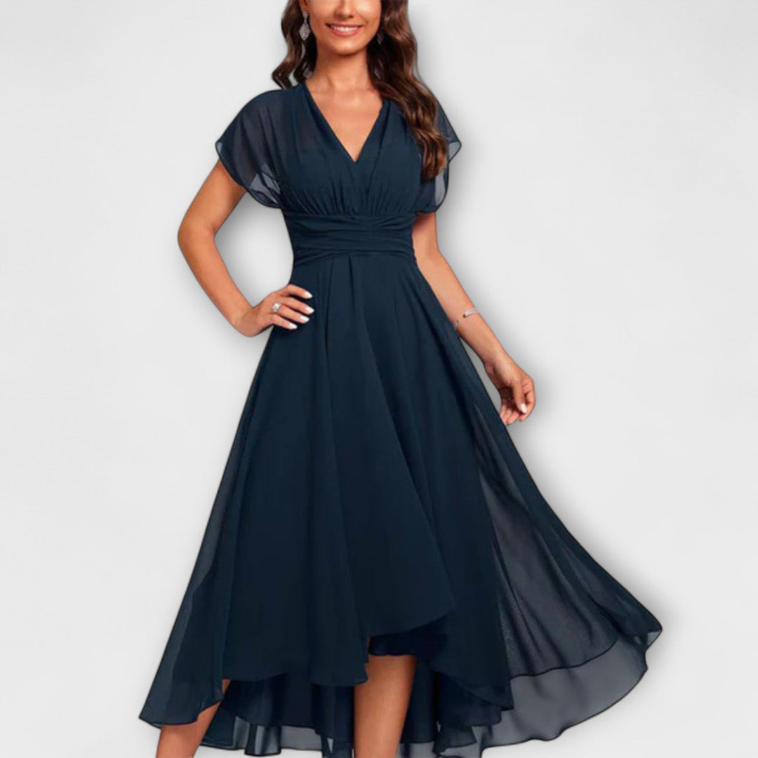 Julita™ | Flowing Evening Dress with V-neck