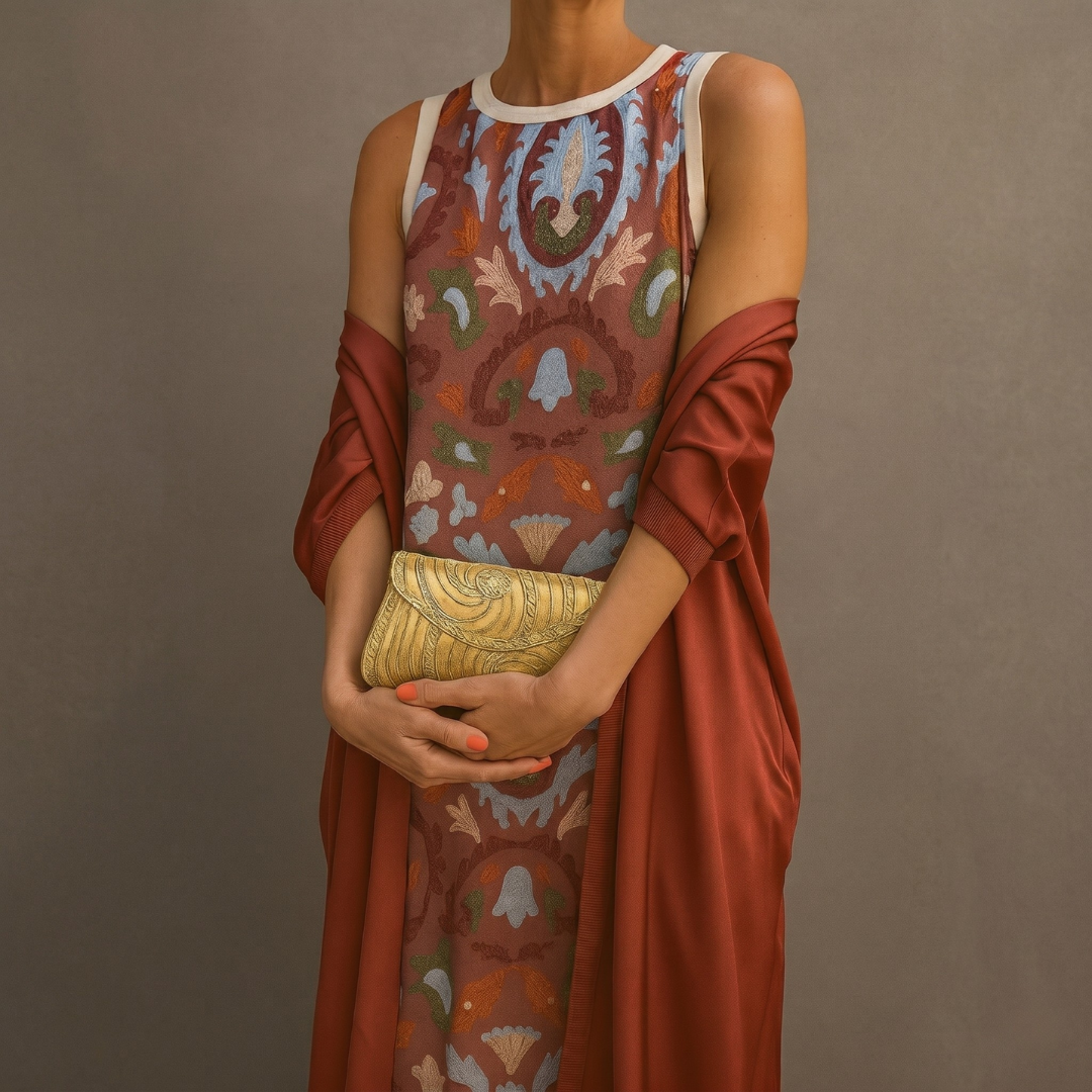 Daniela™ | Long Printed Dress with Matching Vest
