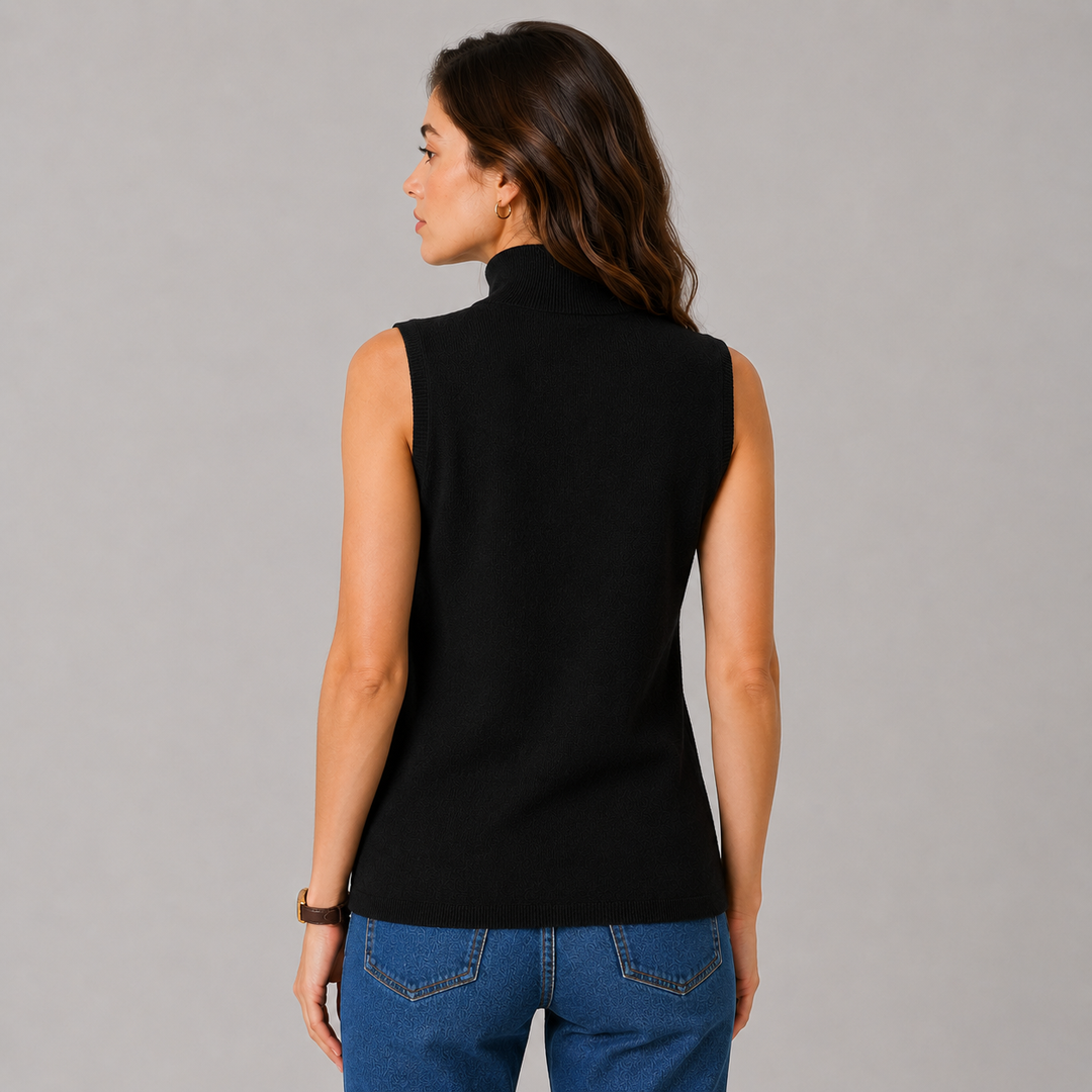 Wrenna™ | Cashmere Blend Sleeveless Turtleneck Knit Top