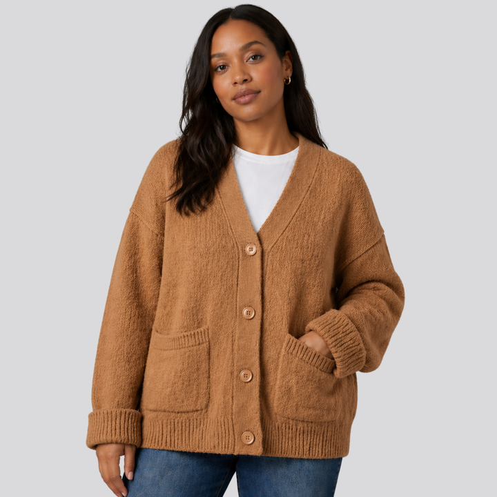 Fenella™ | Relaxed Merino Wool Cardigan with Dropped Shoulders