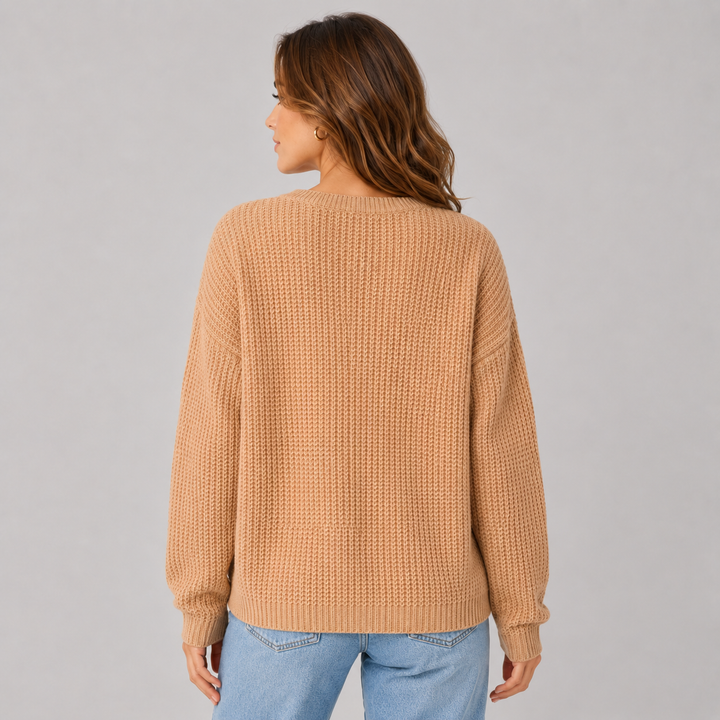 Thessaly™ | Oversized Cashmere Blend Textured Knit Sweater