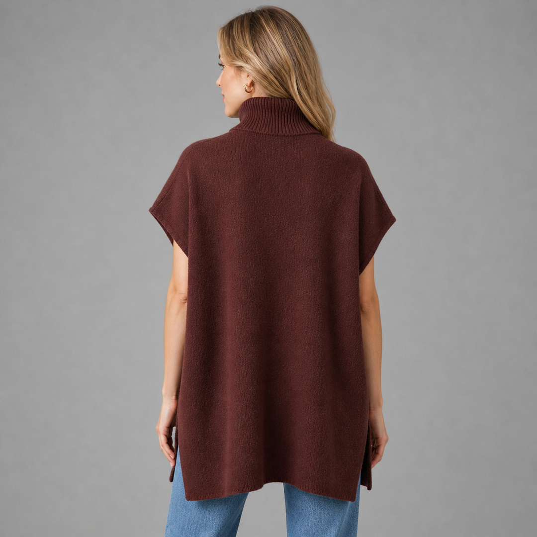 Zephira™ | Cashmere Blend Turtleneck Knit Poncho