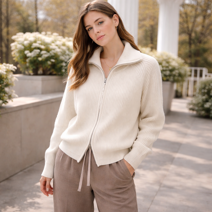 Merewen™ | Full-Zip Knit Sweater with Relaxed Fit