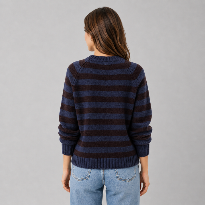 Jessamy™ | Cashmere Blend Striped Cardigan with Button Front