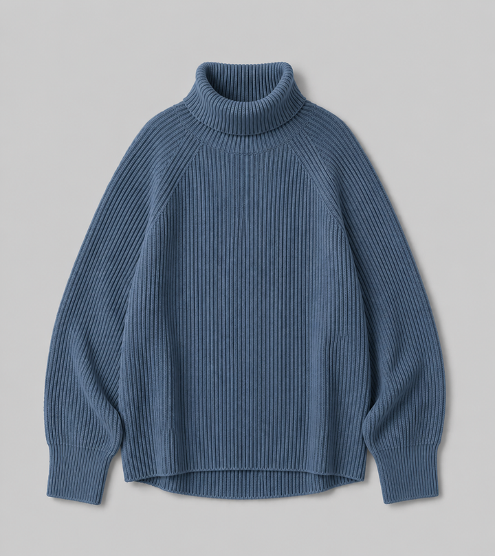 Elinor™ | Ribbed Cashmere Blend Turtleneck Sweater with Raglan Sleeves