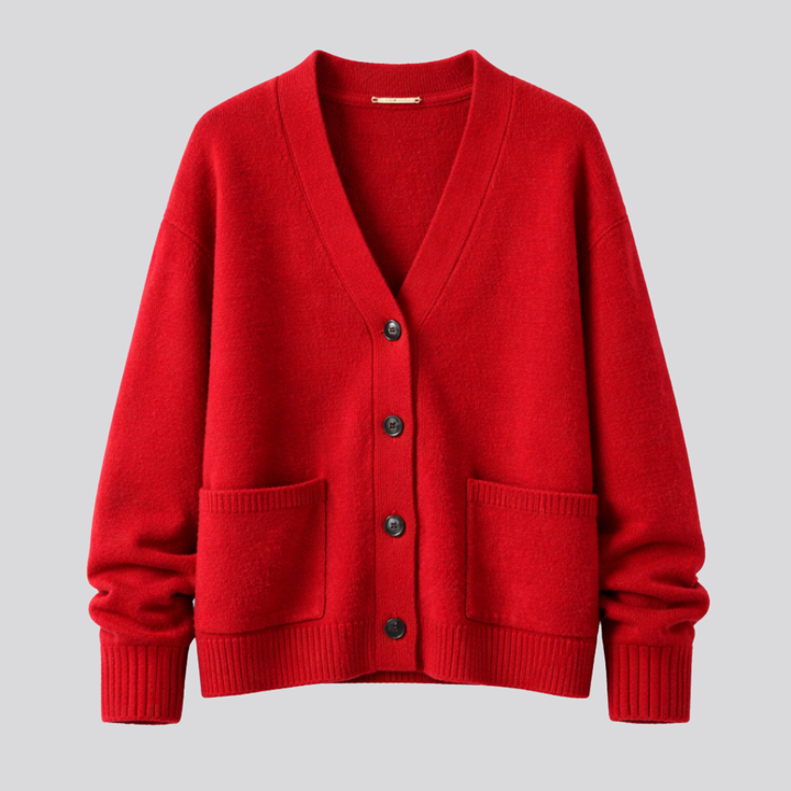 Astrid™ | Fine Knit Button-Front Cardigan with Ribbed Cuffs