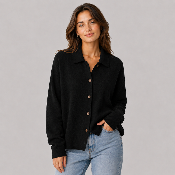 Philippa™ | Cashmere Blend Knit Shirt Jacket with Button Front