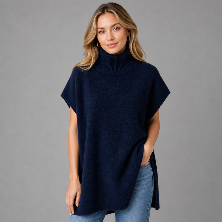 Zephira™ | Cashmere Blend Turtleneck Knit Poncho