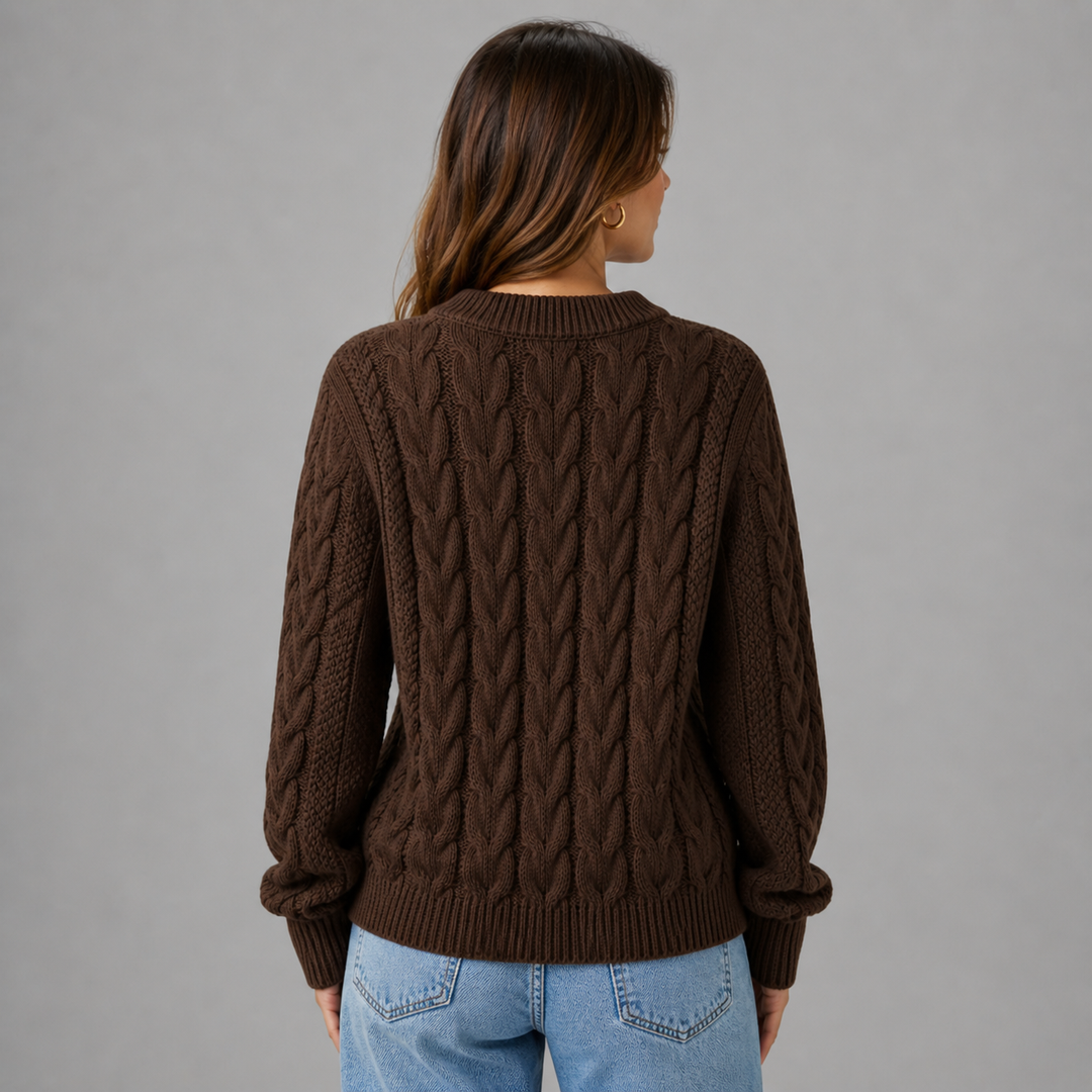 Rosalind™ | Cashmere Blend Textured Knit Sweater with Ribbed Trims