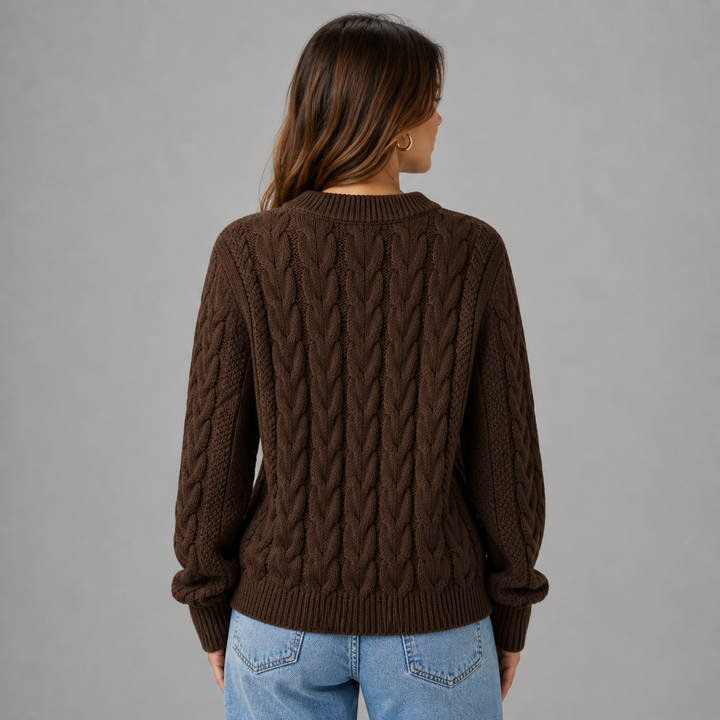 Rosalind™ | Cashmere Blend Textured Knit Sweater with Ribbed Trims