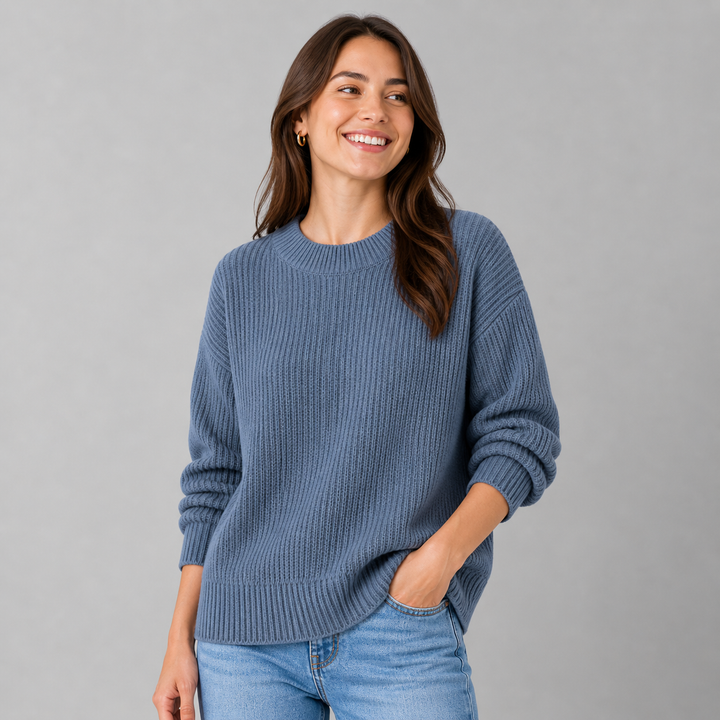 Hesper™ | Ribbed Cashmere Blend Sweater with Dropped Shoulders