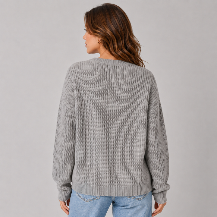 Thessaly™ | Oversized Cashmere Blend Textured Knit Sweater