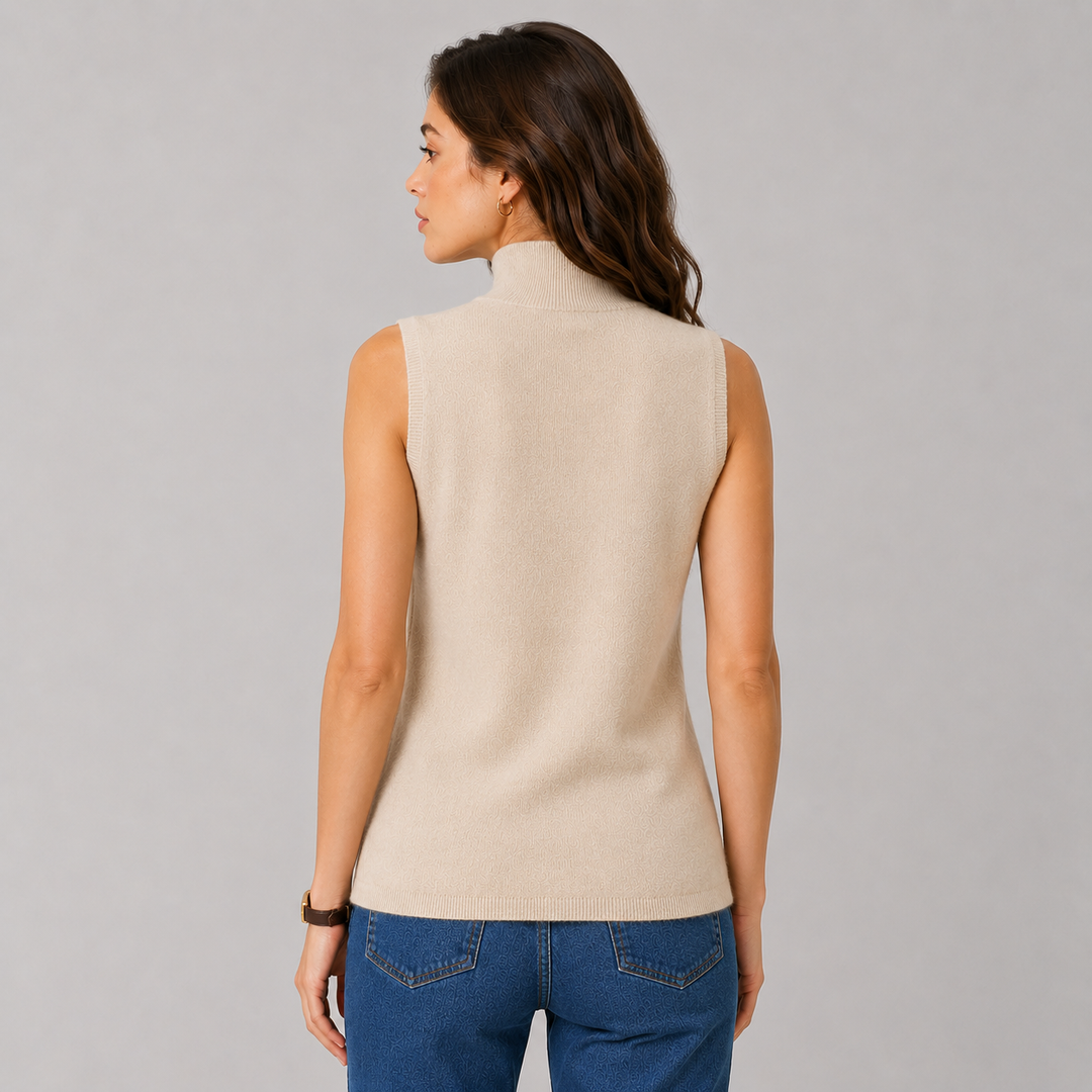 Wrenna™ | Cashmere Blend Sleeveless Turtleneck Knit Top