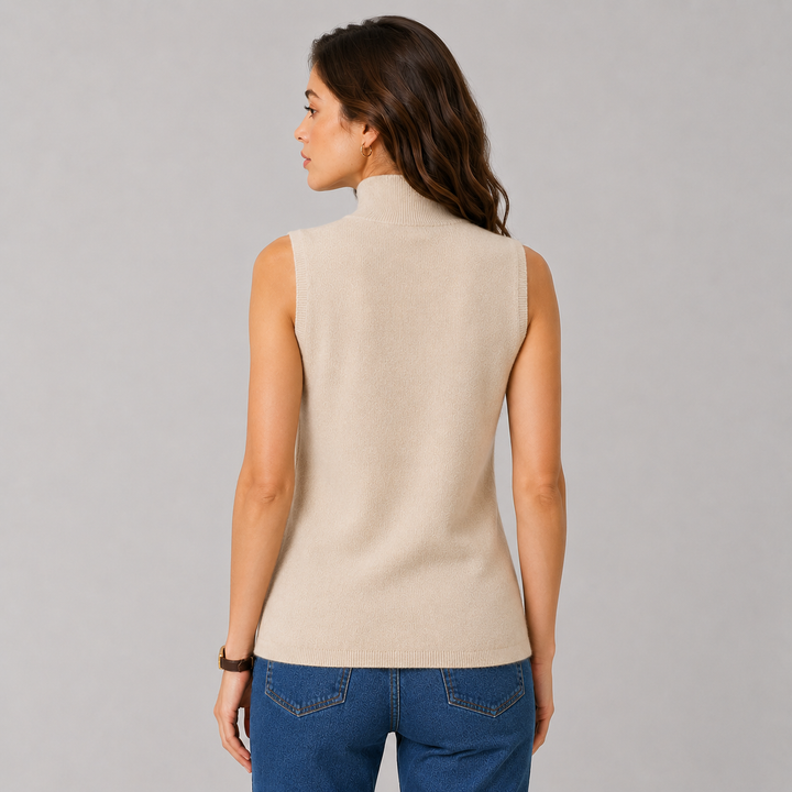 Wrenna™ | Cashmere Blend Sleeveless Turtleneck Knit Top