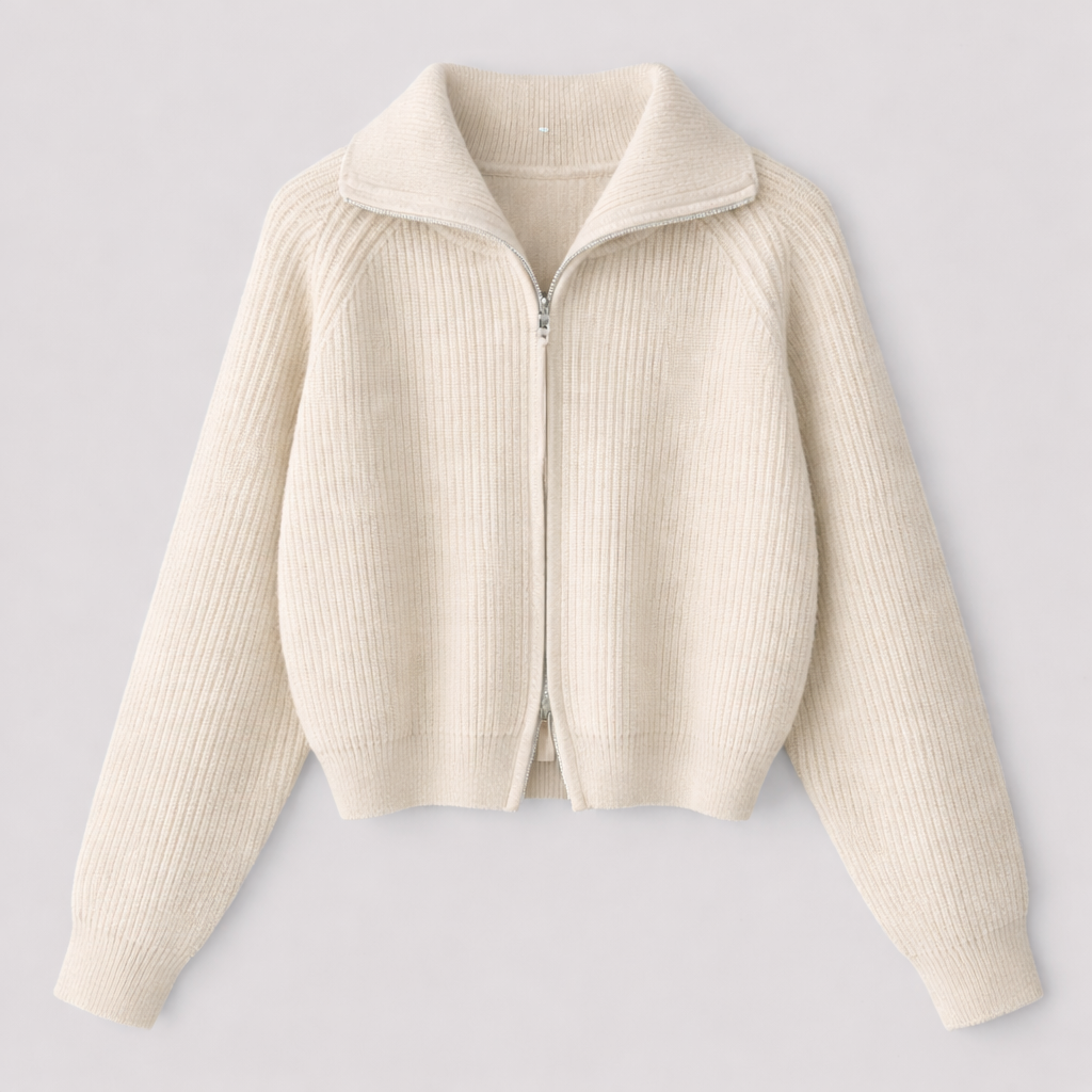 Merewen™ | Full-Zip Knit Sweater with Relaxed Fit