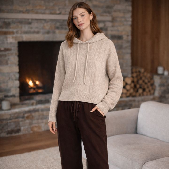 Katriane™ | Oversized Hooded Knit Sweater with Ribbed Trims
