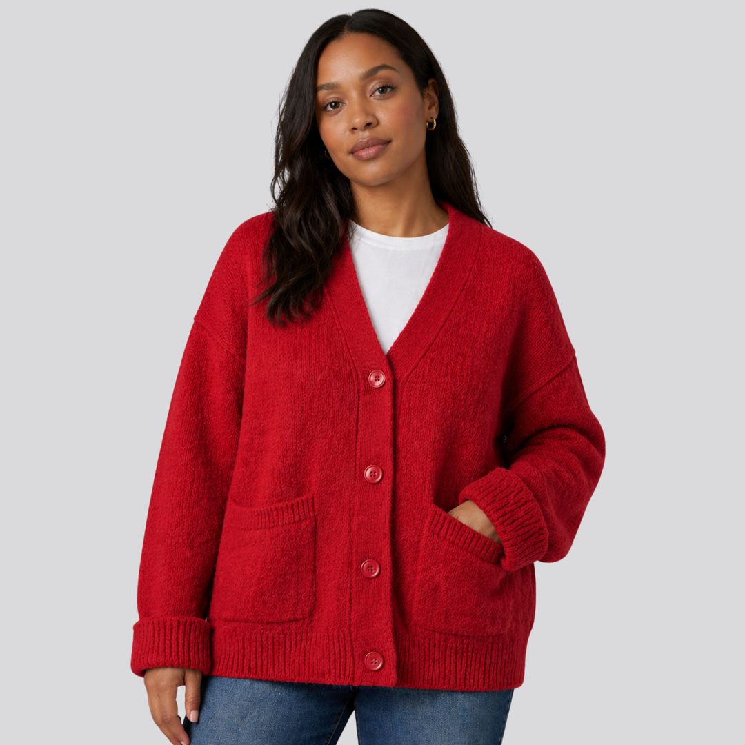 Fenella™ | Relaxed Merino Wool Cardigan with Dropped Shoulders