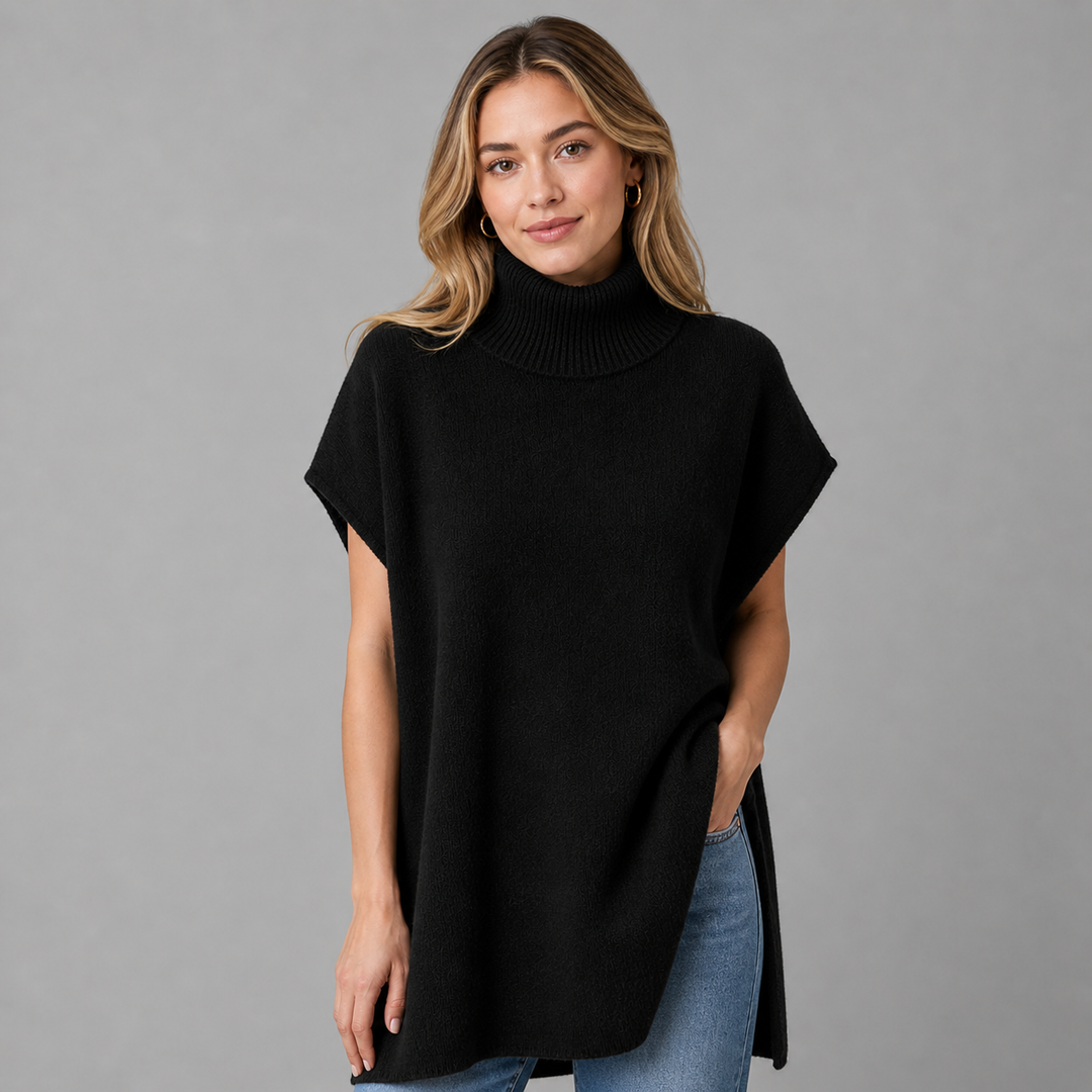 Zephira™ | Cashmere Blend Turtleneck Knit Poncho