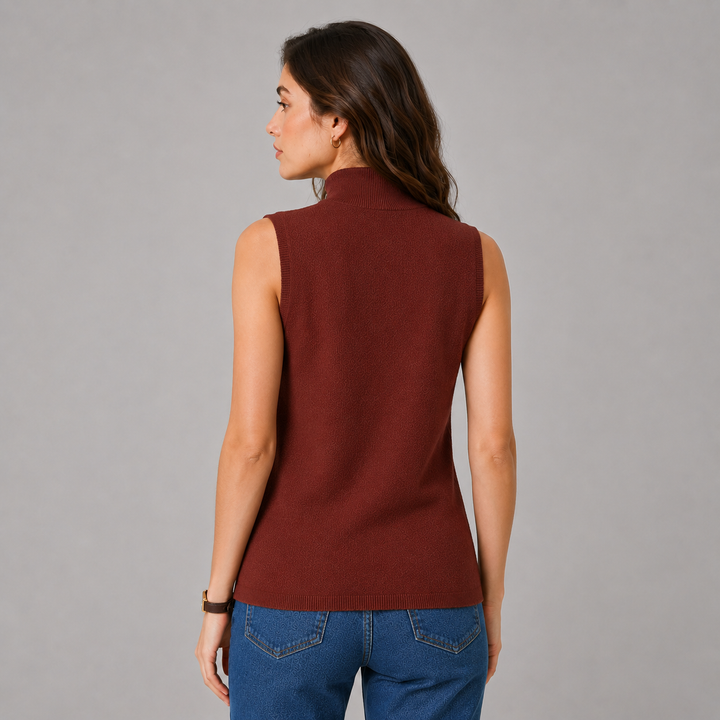 Wrenna™ | Cashmere Blend Sleeveless Turtleneck Knit Top