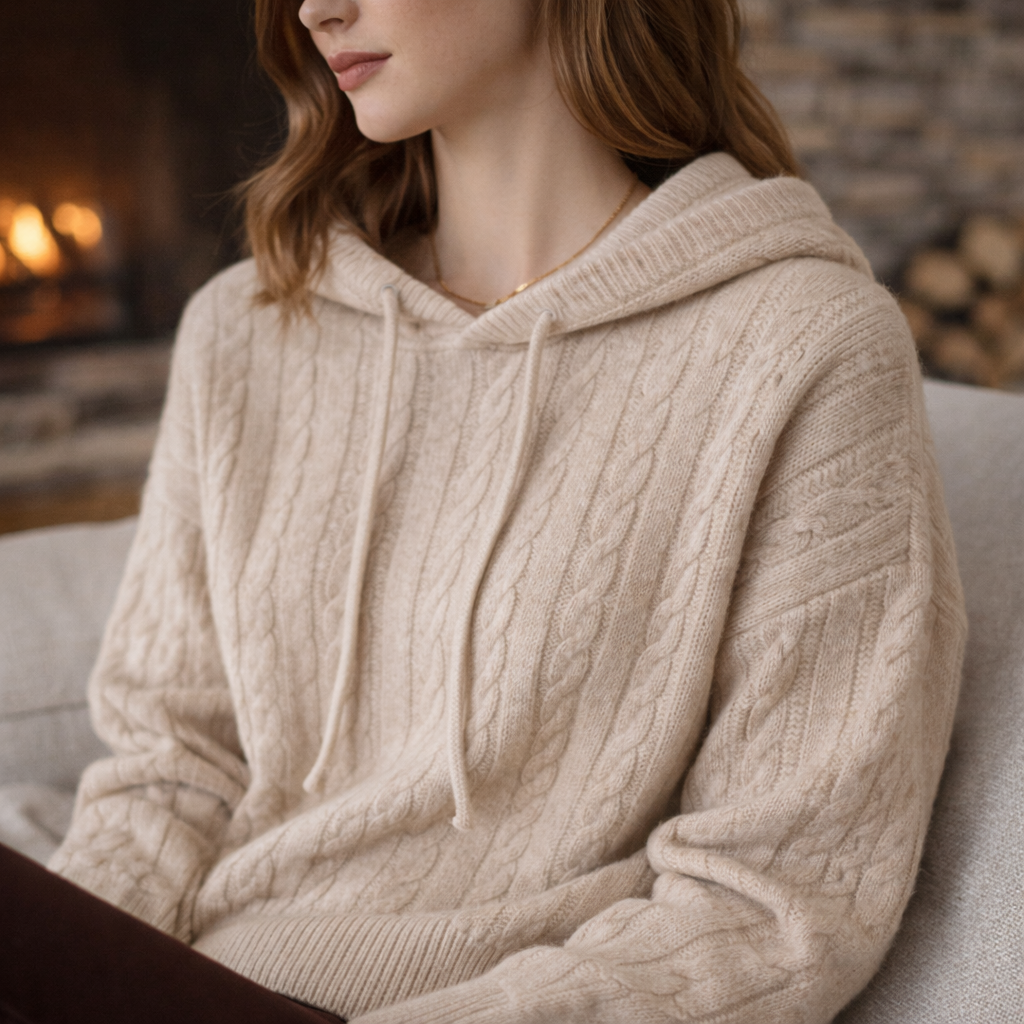 Katriane™ | Oversized Hooded Knit Sweater with Ribbed Trims