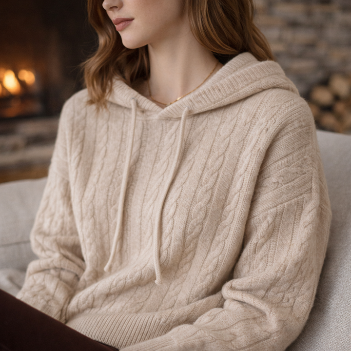 Katriane™ | Oversized Hooded Knit Sweater with Ribbed Trims