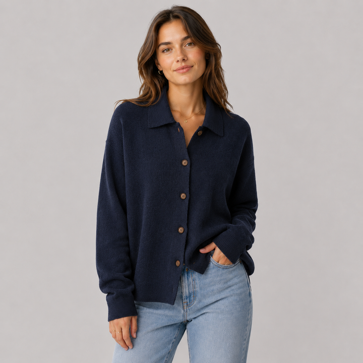 Philippa™ | Cashmere Blend Knit Shirt Jacket with Button Front
