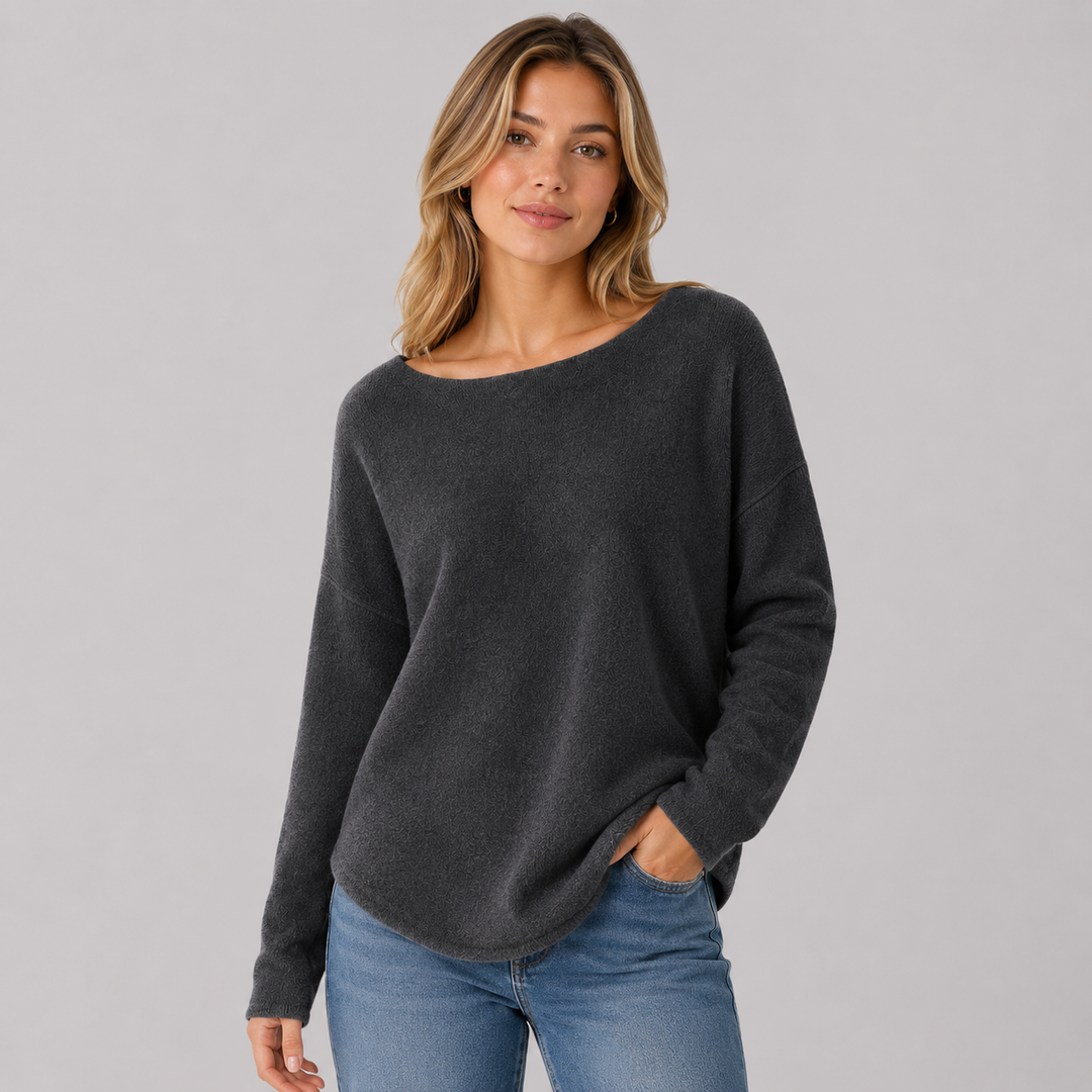 Quintessa™ | Oversized Cashmere Blend Sweater with Wide Neckline