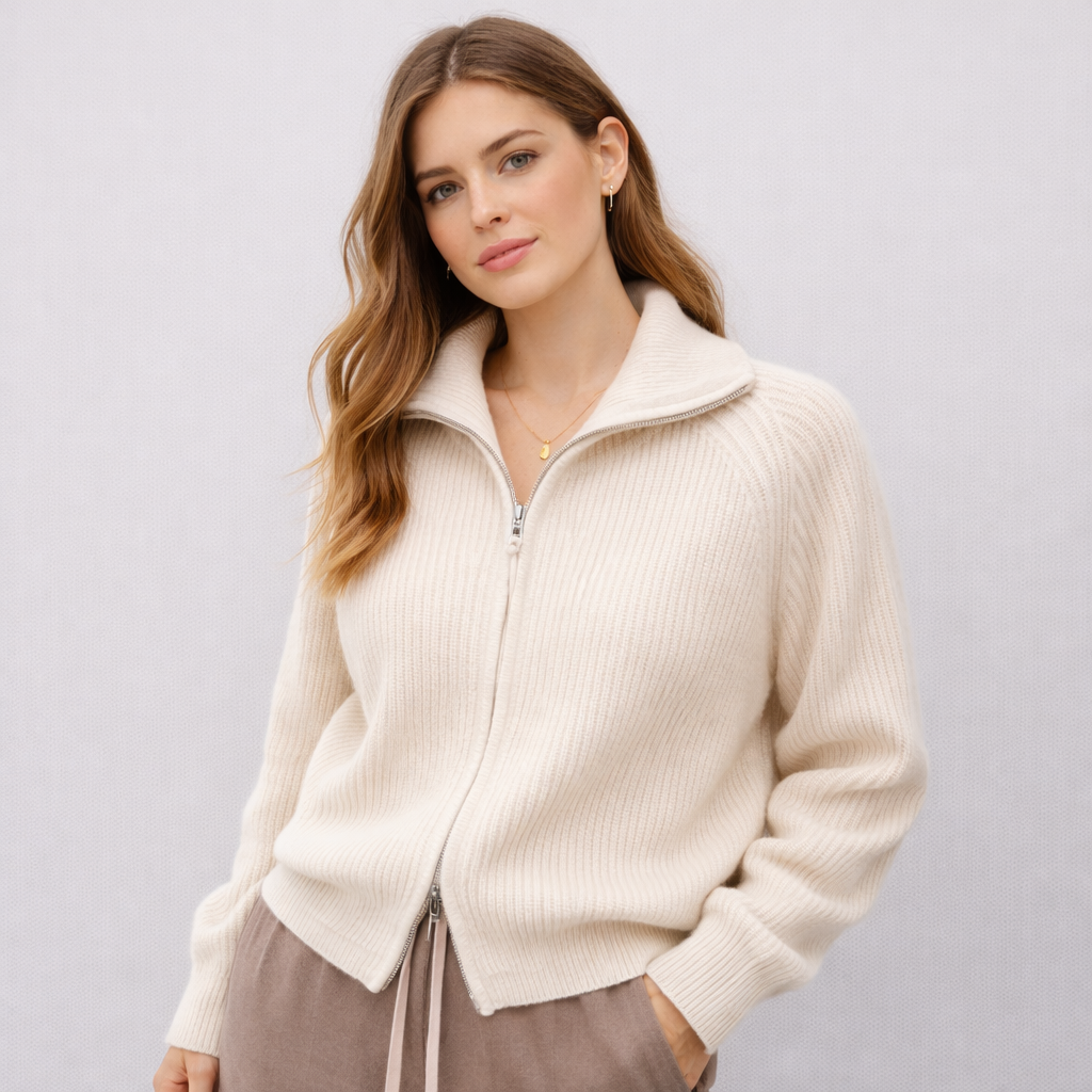 Merewen™ | Full-Zip Knit Sweater with Relaxed Fit