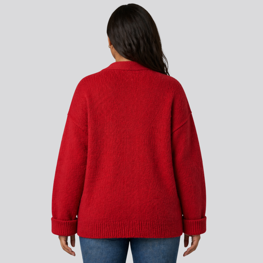 Fenella™ | Relaxed Merino Wool Cardigan with Dropped Shoulders