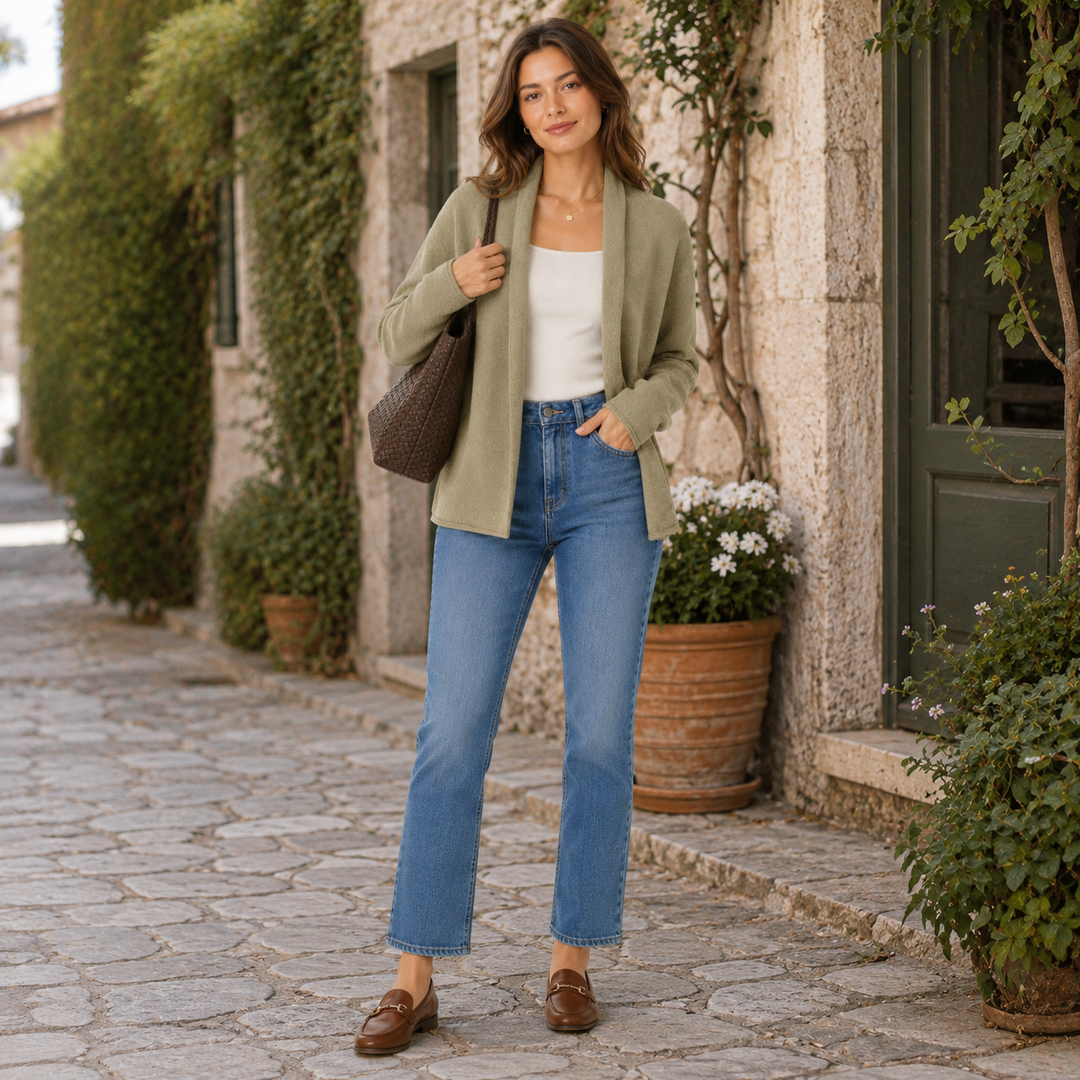 Rosewyn™ | Cashmere Blend Open-Front Cardigan with Relaxed Drape