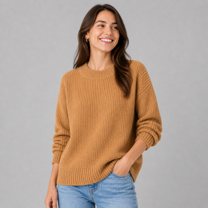 Hesper™ | Ribbed Cashmere Blend Sweater with Dropped Shoulders