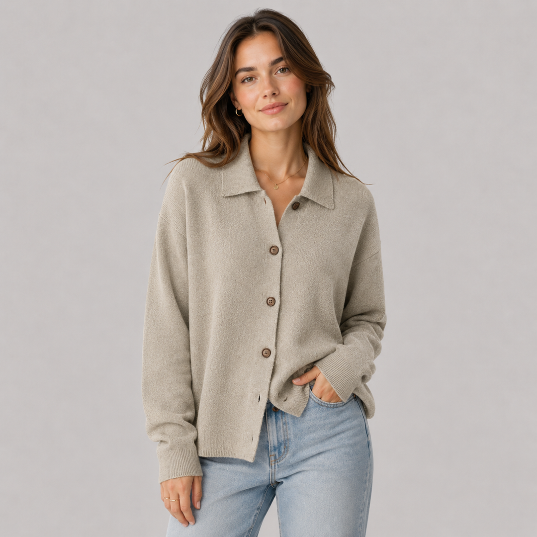 Philippa™ | Cashmere Blend Knit Shirt Jacket with Button Front