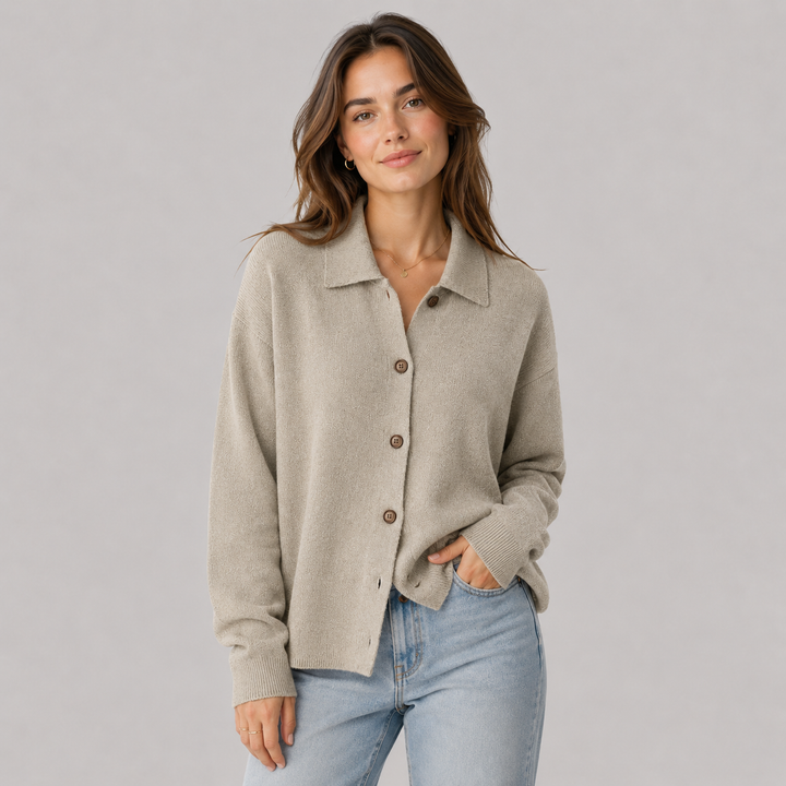 Philippa™ | Cashmere Blend Knit Shirt Jacket with Button Front