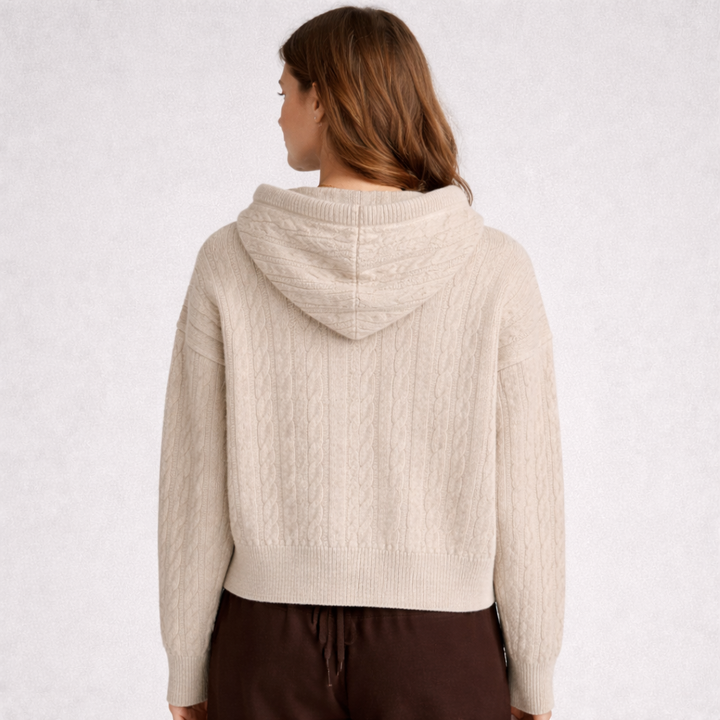 Katriane™ | Oversized Hooded Knit Sweater with Ribbed Trims