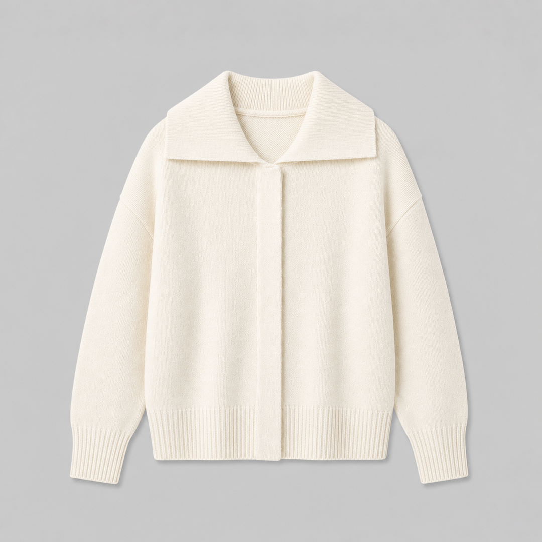Camrose™ | Cashmere Blend Collared Knit Cardigan with Dropped Shoulders