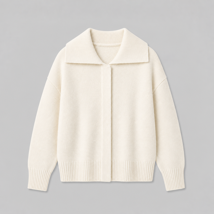 Camrose™ | Cashmere Blend Collared Knit Cardigan with Dropped Shoulders