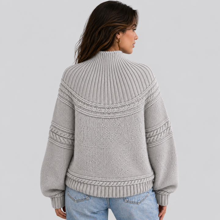 Lorelle™ | Merino Wool Cable Knit Sweater with Round Neck