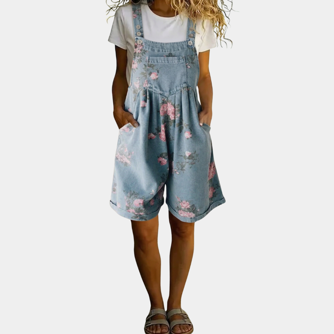 Judy | Vintage Floral Denim Overalls