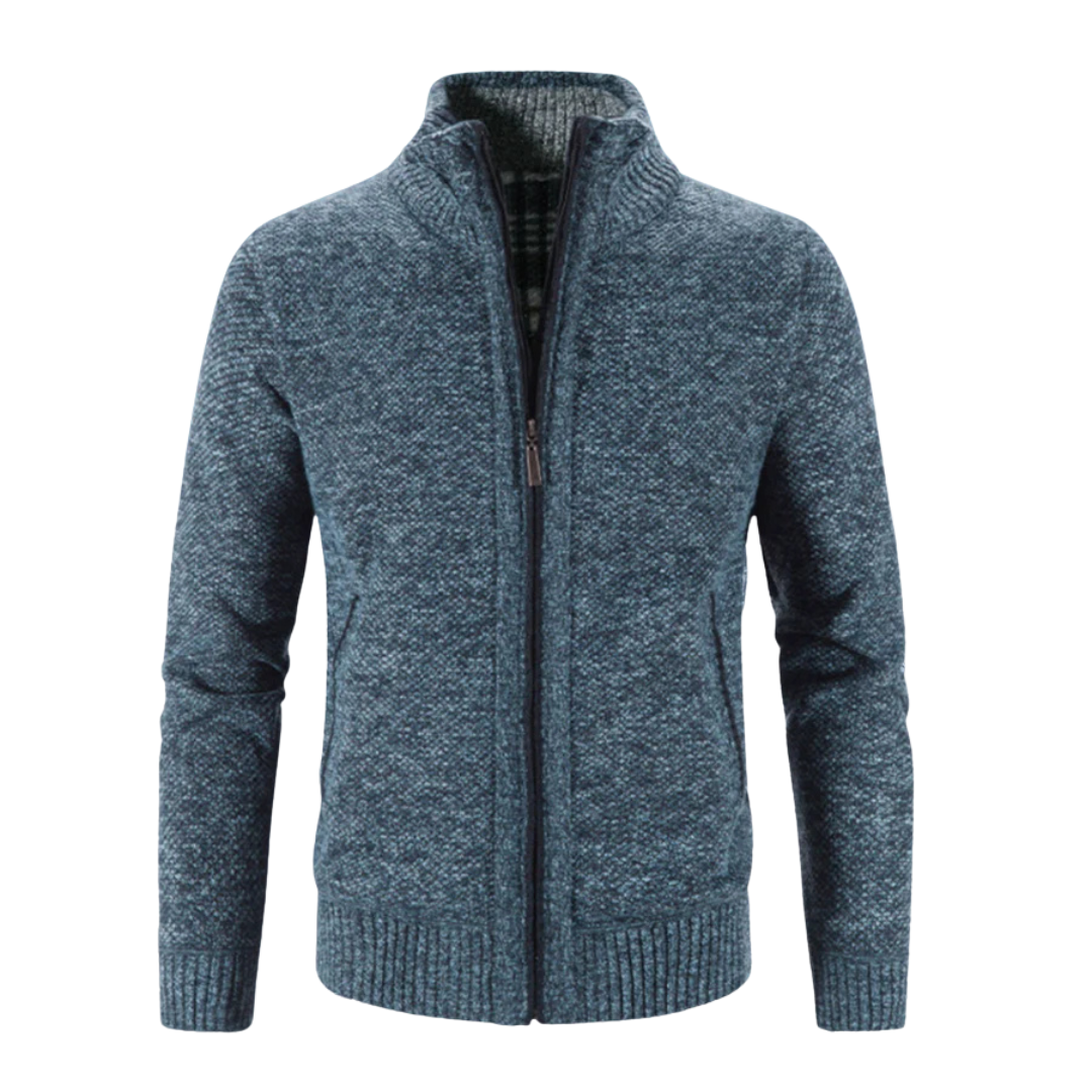 Hamish™ | Men's Marled Full-Zip Knit Cardigan with Stand Collar